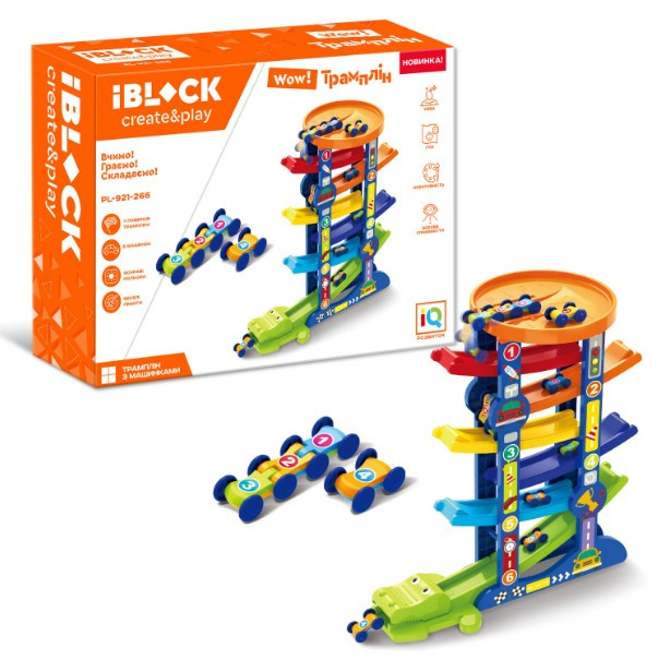 Дитячий трек IBLOCK (3 одинарні машинки, 1 потрійна машинка, в коробці) PL-921-266