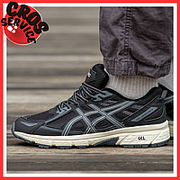 Кроссовки мужские и женские Asics Gel Venture 6 Black Grey Beige / Асикс гель вентур 6 черные