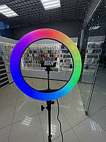Кольцевая LED лампа RGB с креплением для телефона, Разноцветная кольцевая лампа набор блогера ргб
