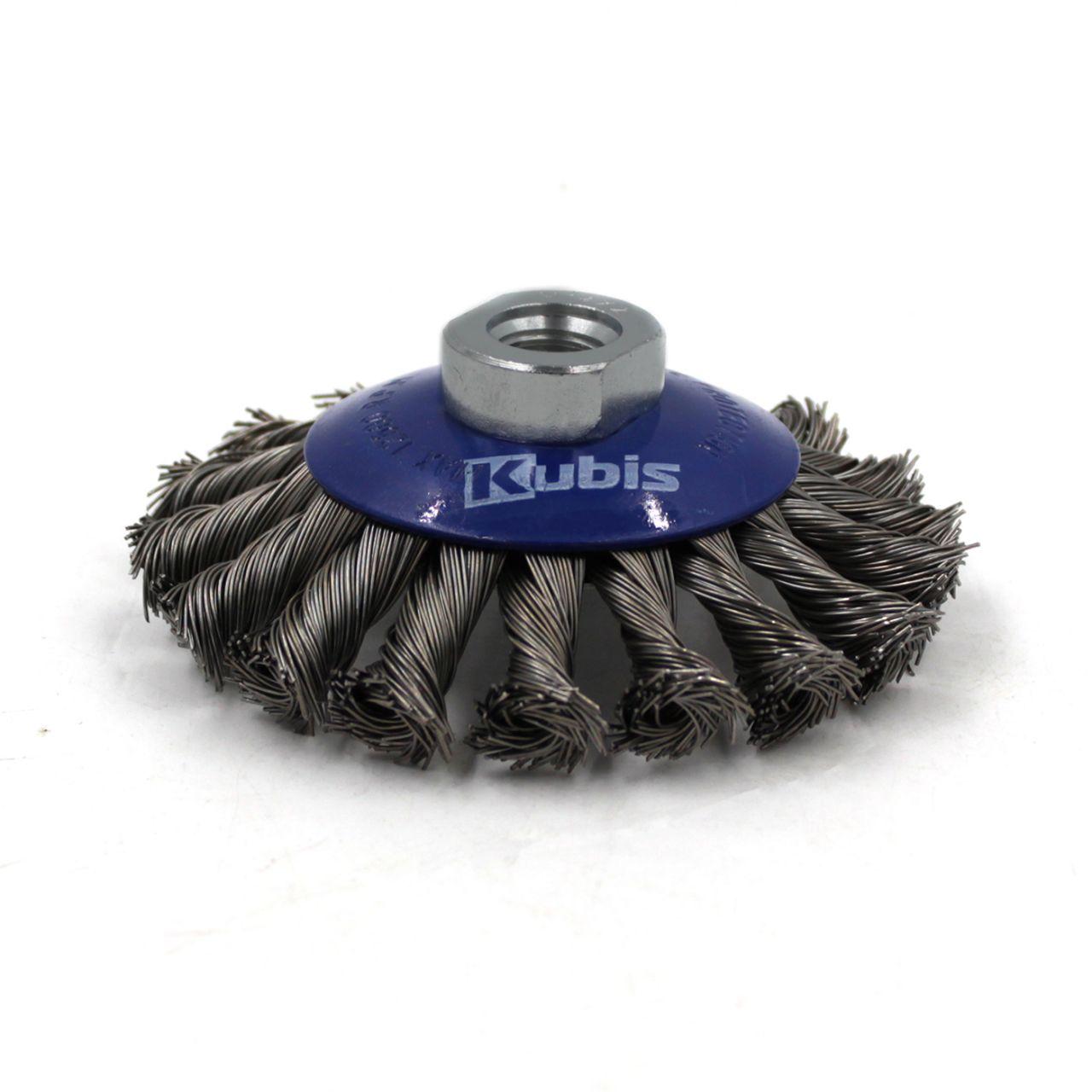 Щітка крацювання конічна для УШМ 125мм Kubis сталевий джгутований дріт (07-06-4125)