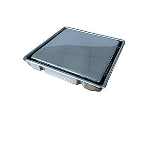 Трап з нержавіючої сталі DN50 з решіткою під плитку вертикальний вихід 15х15, Душовий трап з гідро затвором