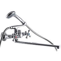 Змішувач поворотний для ванни Cron Smes 140, настінний двовентильний змішувач у ванну кімнату