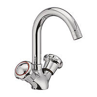 Смеситель для раковины двухвентильный Haiba Mega 274 латунный изогнутый смеситель для умывальника