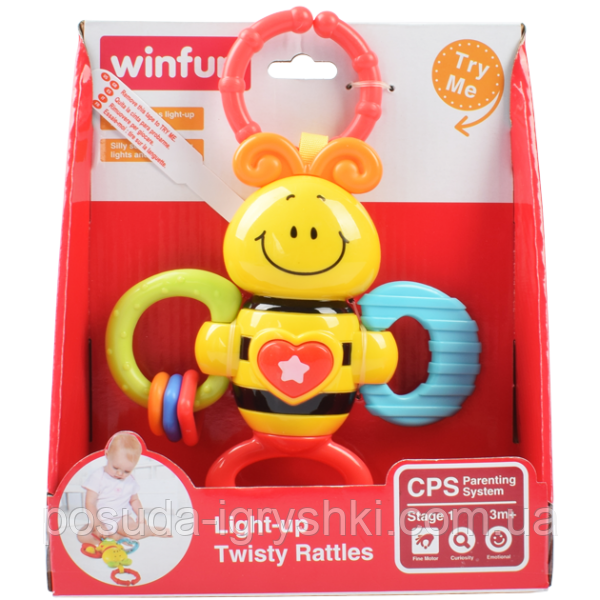 Підвіска на візок 0625-NL WinFun бджілка, брязкальце, музика, світло, на батарейках, в коробці.