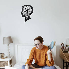 Годинники настінні кварцові безшумні з металу Голова 8*31*20см