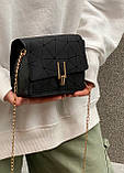 ДЕФЕКТ! Жіноча маленька класична чорна сумка на ланцюжку чорний клатч, фото 5