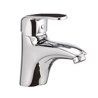 Змішувач хромовий для умивальника Cron Magic 001 чорна ручка, литий одноручковий змішувач у раковину