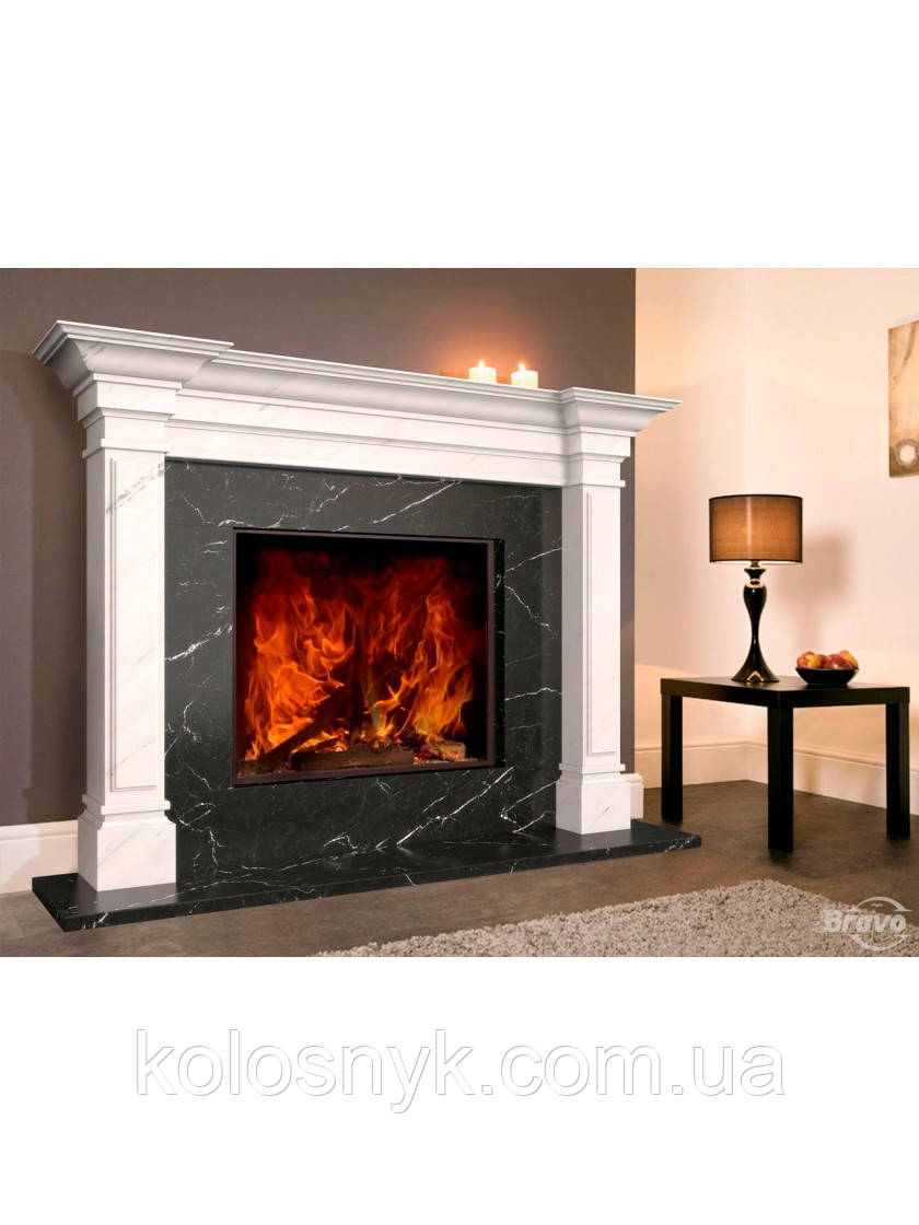 Каминна облицювання Браво Стокгольм матеріал Botticino + Emperador Dark/Volakas + Nero Marquina