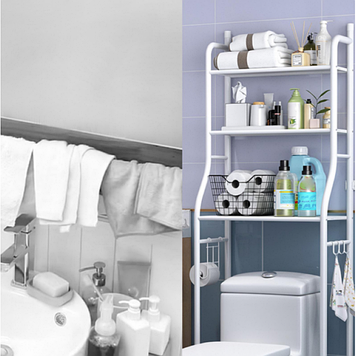 Полиця-стелаж над унітазом Toilet Rack підлогова стійка для ванної кімнати Біла