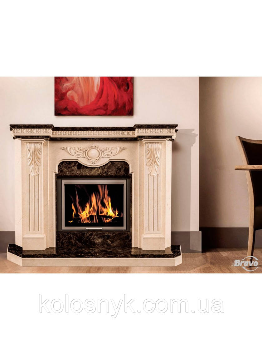 Камінне облицювання Браво Барселона матеріал Polaris + Nero Marquina