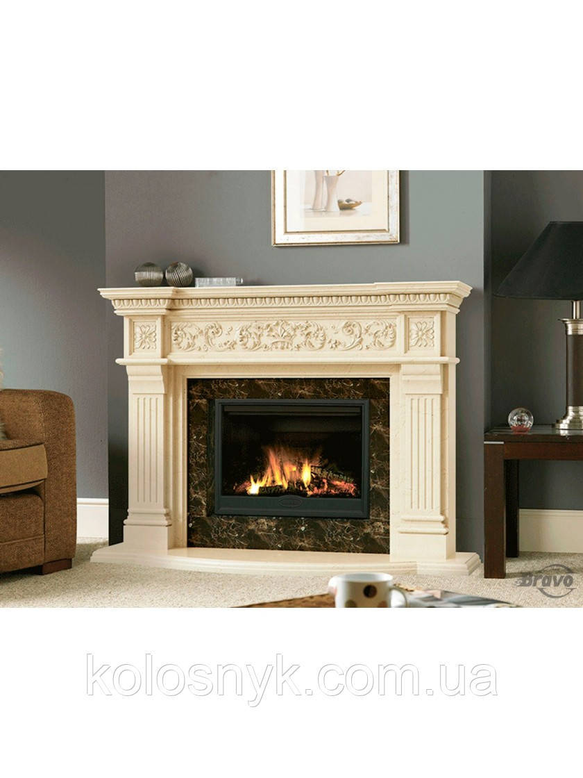 Камінне облицювання Браво Прага матеріал Crema Marfil + Emperador Dark