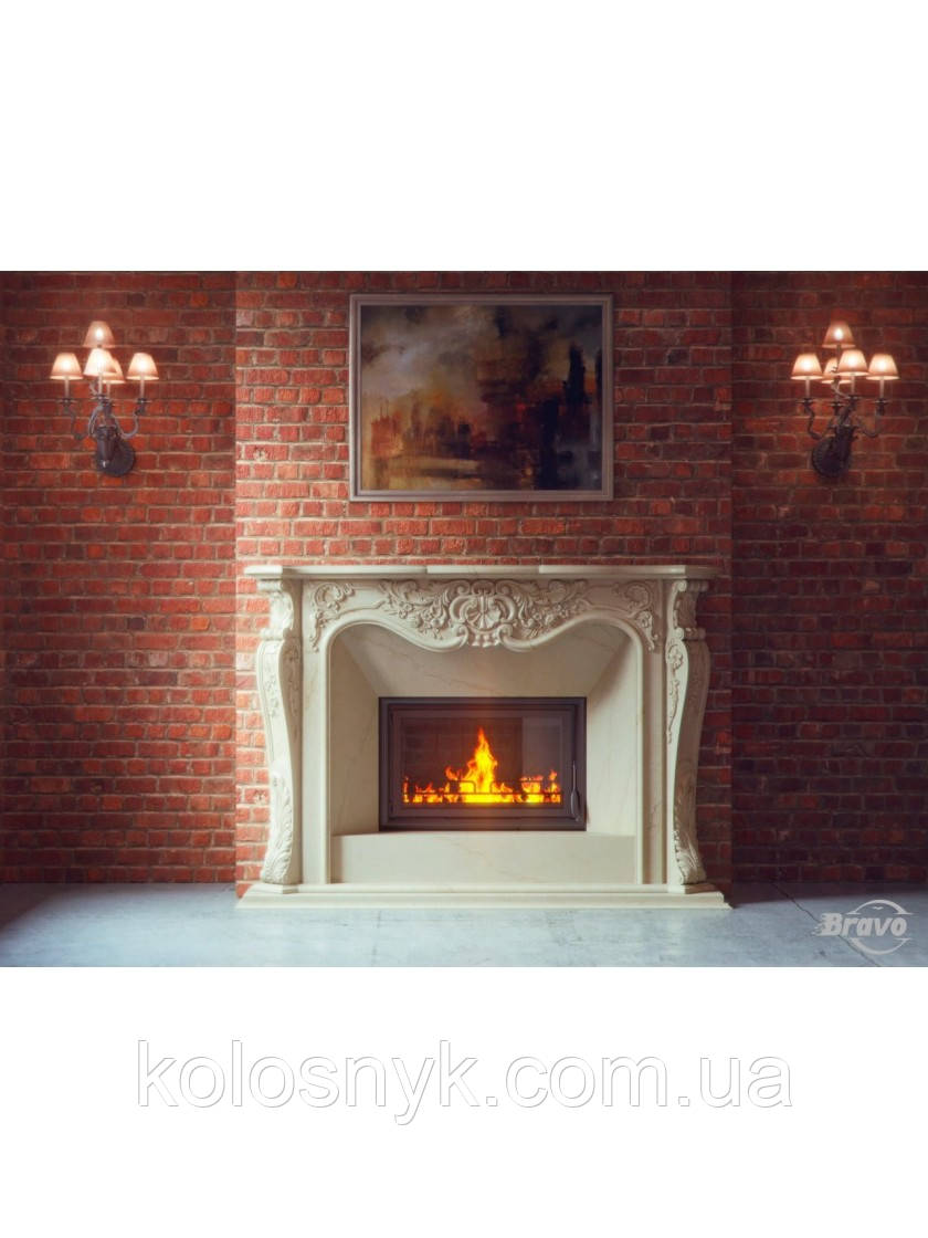 Каминна облицювання Браво Лондон матеріал Botticino/Volakas/Daino Reale