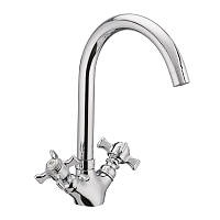 Двовентильний змішувач для кухні Cron Zeus, поворотний змішувач для кухні, кухонний сталевий кран силумін