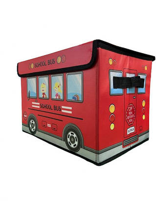 Коробка складна для зберігання іграшок та речей 40*25*25 см Автобус синій / червоний, R80098