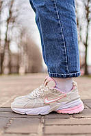 Женские стильные демисезонные кроссовки Nike Runtekk Beige Pink, бежевые с розовым качественные