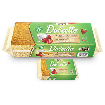 Тістечко бісквітне Dolcetto полуниця, 8шт*25г (16 уп/ящ)