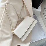 ДЕФЕКТ! Жіноча класична сумка клатч на короткій ручці багет біла, фото 5