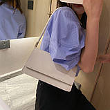 ДЕФЕКТ! Жіноча класична сумка клатч на короткій ручці багет біла, фото 8