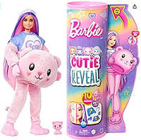 Лялька Барбі Ведмедик Тедді плюшевий костюм Barbie Cutie Reveal Pink Hair Teddy Bear Costume