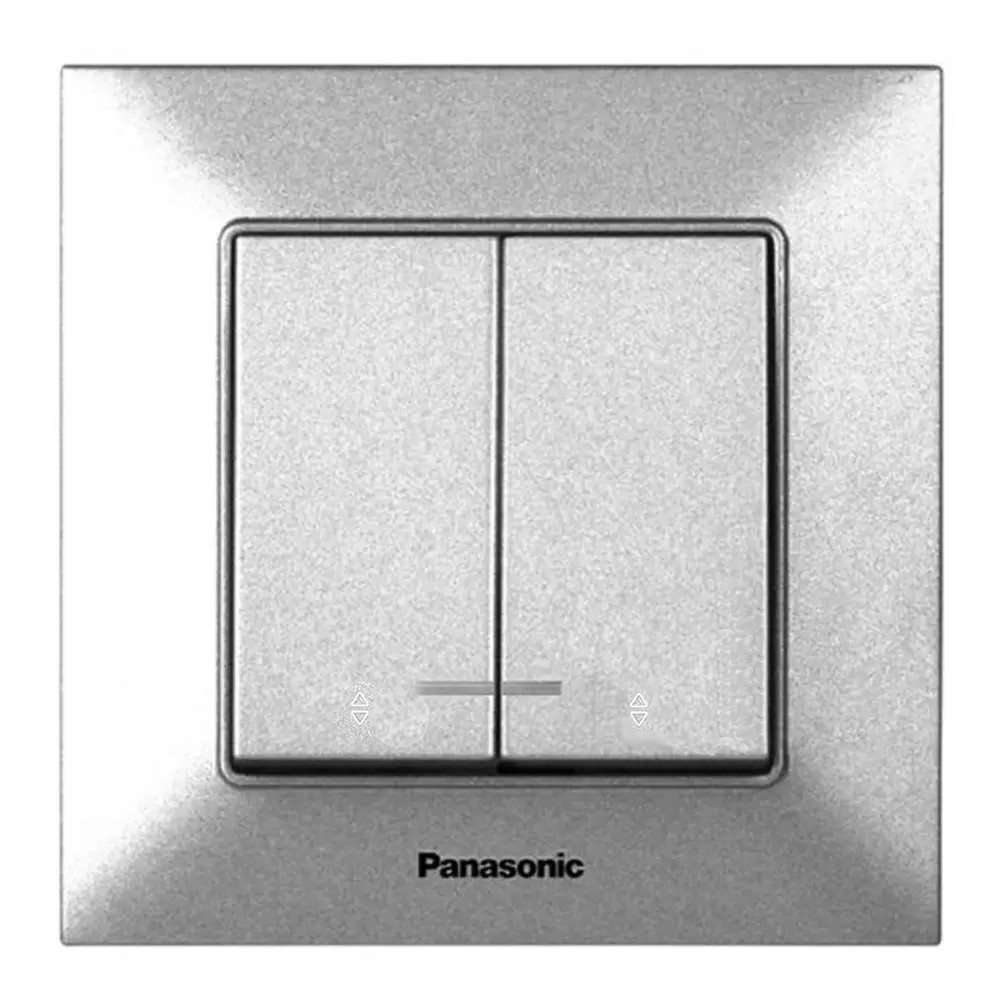 Вимикач прохідний двоклавішний Panasonic Arkedia Slim срібло, фото 1