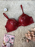 Бюстгальтер Push up 36B Victoria's Secret мереживний червоний ремінцями Very Sexy Оригінал Вікторія Сікрет