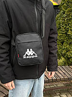 Барсетка мужская Kappa, мессенджер Kappa, сумка через плечо Каппа черная молодежная тканевая