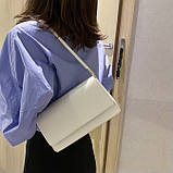 ДЕФЕКТ! Жіноча класична сумка через плече клатч на короткій ручці багет біла, фото 6