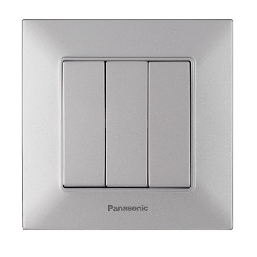 Вимикач трьохклавішний срібло Panasonic Arkedia Slim, фото 1