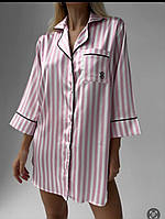 Ночная сорочка VICTORIA'S SECRET з Сатину XL, біло-рожева полоска