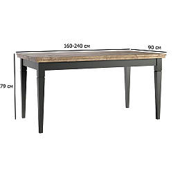 Великий розсувний стіл неокласика Evora 160-240х90 см дуб лефлакс на зелених дерев'яних ніжках в зал