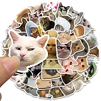 Набор виниловых наклеек котики Мемы стикеры 50 шт