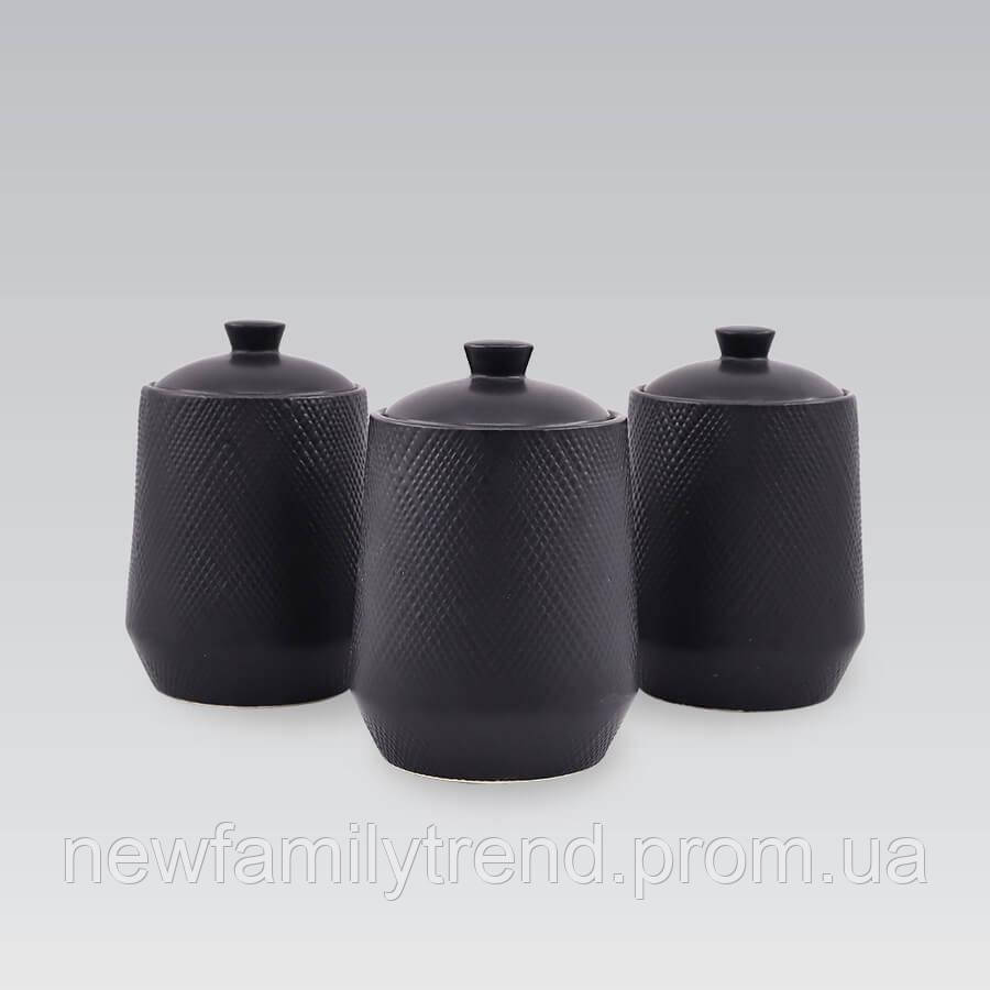 Набір банок для сипких продуктів чай, кава, цукор 3 шт. Maestro MR-20001-03CS Набір керамічних банок для дому, фото 1