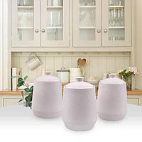 Набір банок для сипких продуктів чай, кава, цукор 3 шт. Maestro MR-20002-03CS Набір керамічних банок для дому