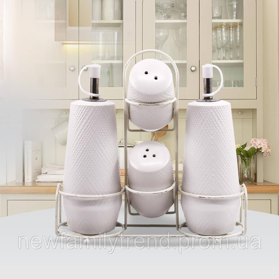 Набір банок для спецій і сипких продуктів 4 шт Maestro MR-20002-04S Набір ємностей на підставці з кераміки, фото 1