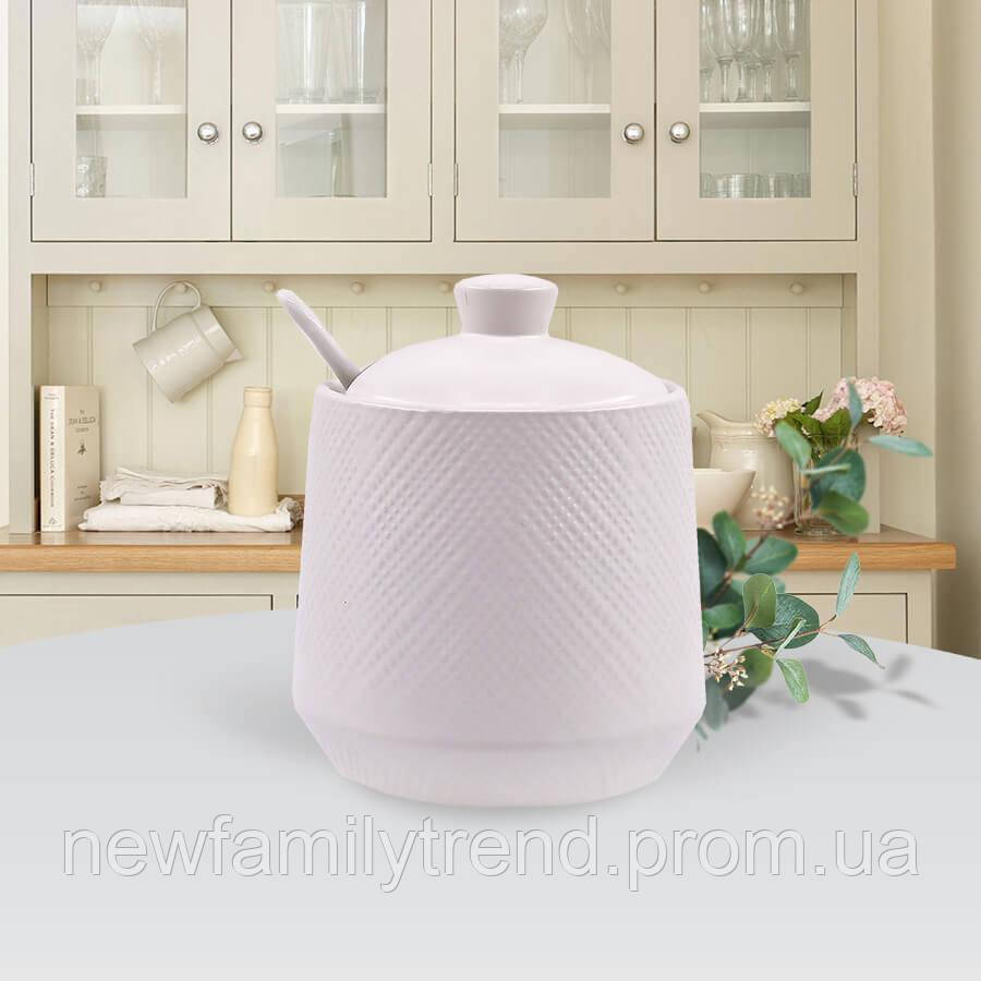 Цукорниця з ложкою керамічна Maestro MR-20002-09 Банка для сипких продуктів Банка для зберігання цукру, фото 1