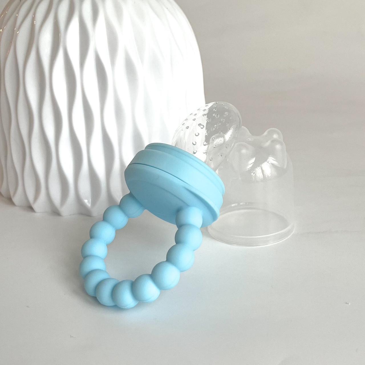 Ниблер "Горошинки" (бебі блю), силіконовий для прикорму, для годування, соска для фруктів, фото 1