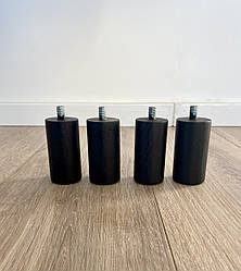 Ніжка меблева дуб, циліндр дубовий 80мм чорний колір