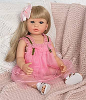 Лялька Реборн (Reborn) 55 см вініл-силіконова Василина в наборі з соскою, пляшкою та іграшкою Можна купати