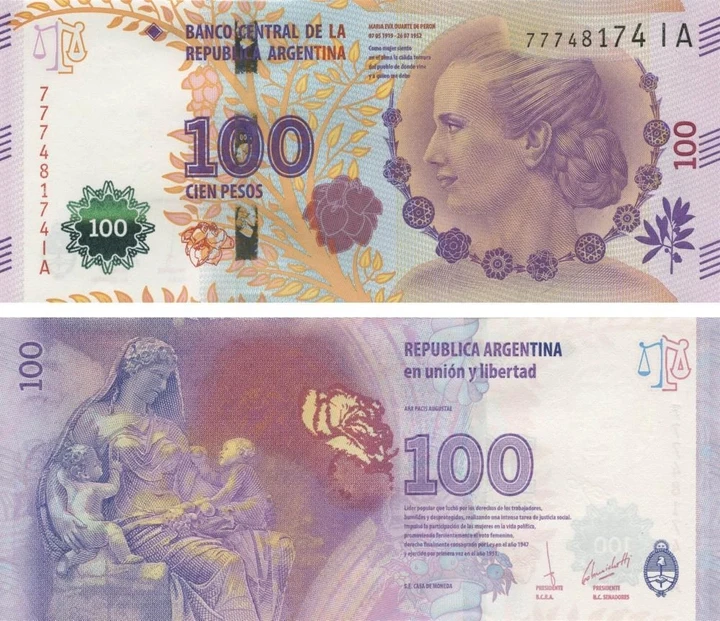 gen 100 песо 2012 «Ева Перон» UNC