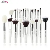 Полный набор кистей для макияжа (25 шт) Jessup beauty/Base White-Silver