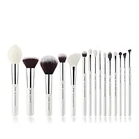 Набор кистей для макияжа (15 шт) Jessup beauty/Base White-Silver