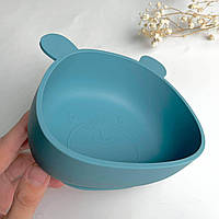 Тарелка силиконовая детская на присоске, глубокая МИШКА (океан) силиконовая посуда для прикорма
