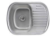 Кухонна мийка Рlatinum 6349 з нержавіючої сталі 0,8 мм, 63x49 см, Овальна, Сатин (SP000019725)