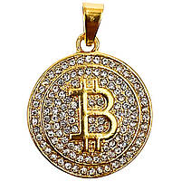 Підвіска на ланцюжку "Bitcoin Біткоїн" сталь 14К