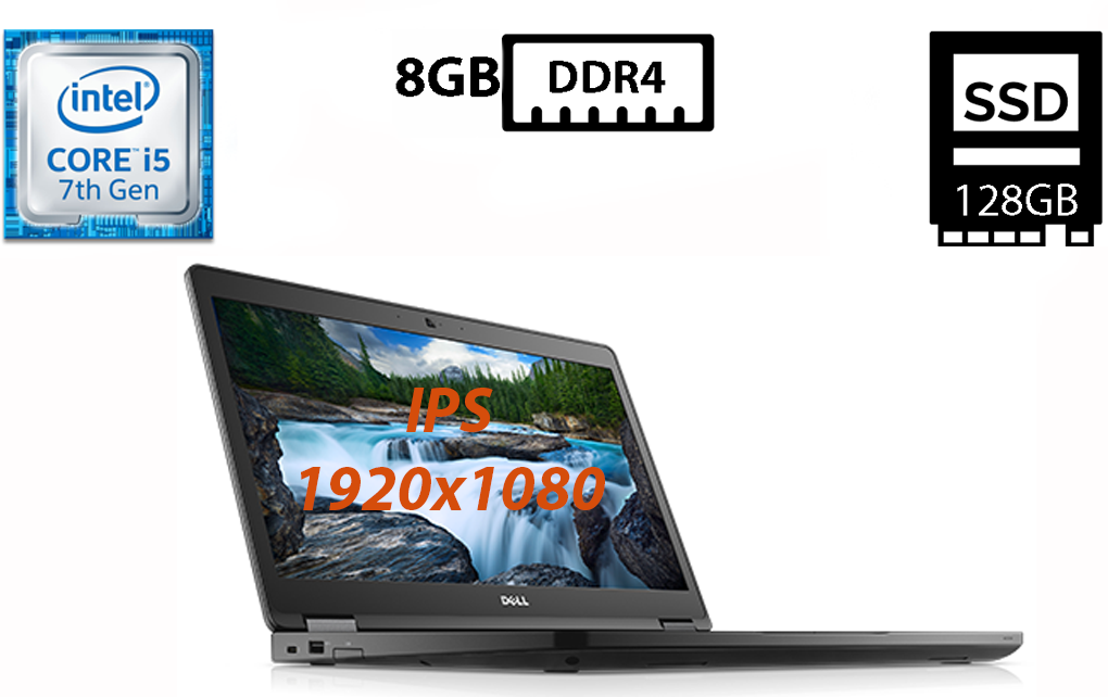 Ноутбук Dell Latitude 5480/14”IPS(1920x1080)/Intel Core i5-7300U 2.60GHz/8GB DDR4/SSD 128GB/Intel HD Graphics 620, фото 1