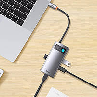 USB-хаб Baseus Metal Gleam Multifunctional 4-in-1 USB-C to 3xUSB-A/Ethernet Grey (WKWG070113), фото 5