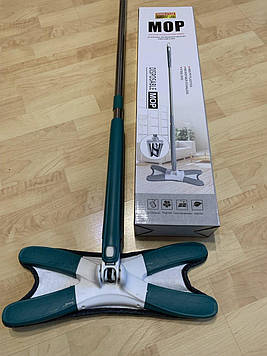 Швабра з самовіджимом X-type MOP для миття підлог із насадкою з мікрофібри. Зелена