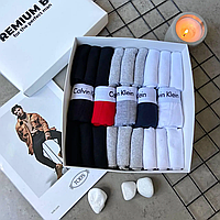 Мужской набор трусов и носков Calvin Klein White трусы боксеры 5 штук и 18 пар носков Premium Box