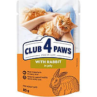 Club 4 Paws (Клуб 4 Лапы) Premium пауч Cat Rabbit для кошек кролик в желе 85г*24шт.