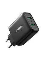 Сетевое зарядное устройство для Ugreen 36W 3А QC3.0 для быстрой зарядки 2 USB (черный) CD161